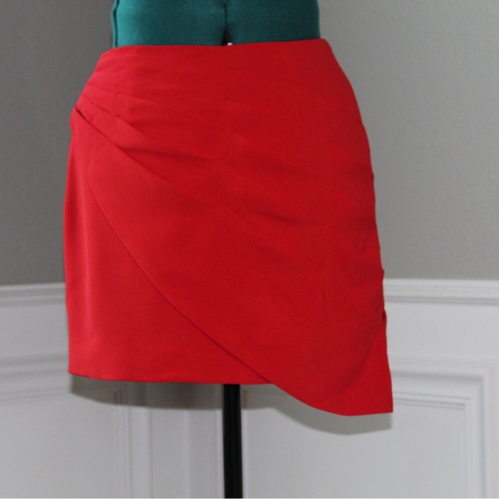 DO+BE Skirt Red Draped Mini Asymmetrical Hem Women’s Size Small